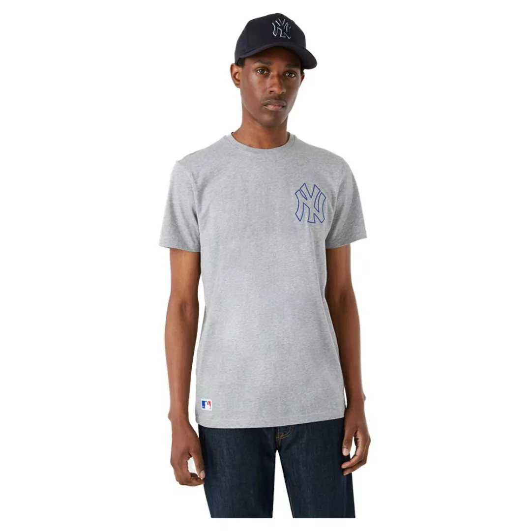 New Era – New York Yankees – T-Shirt in Grau mit Kettenstich-Logo günstig online kaufen