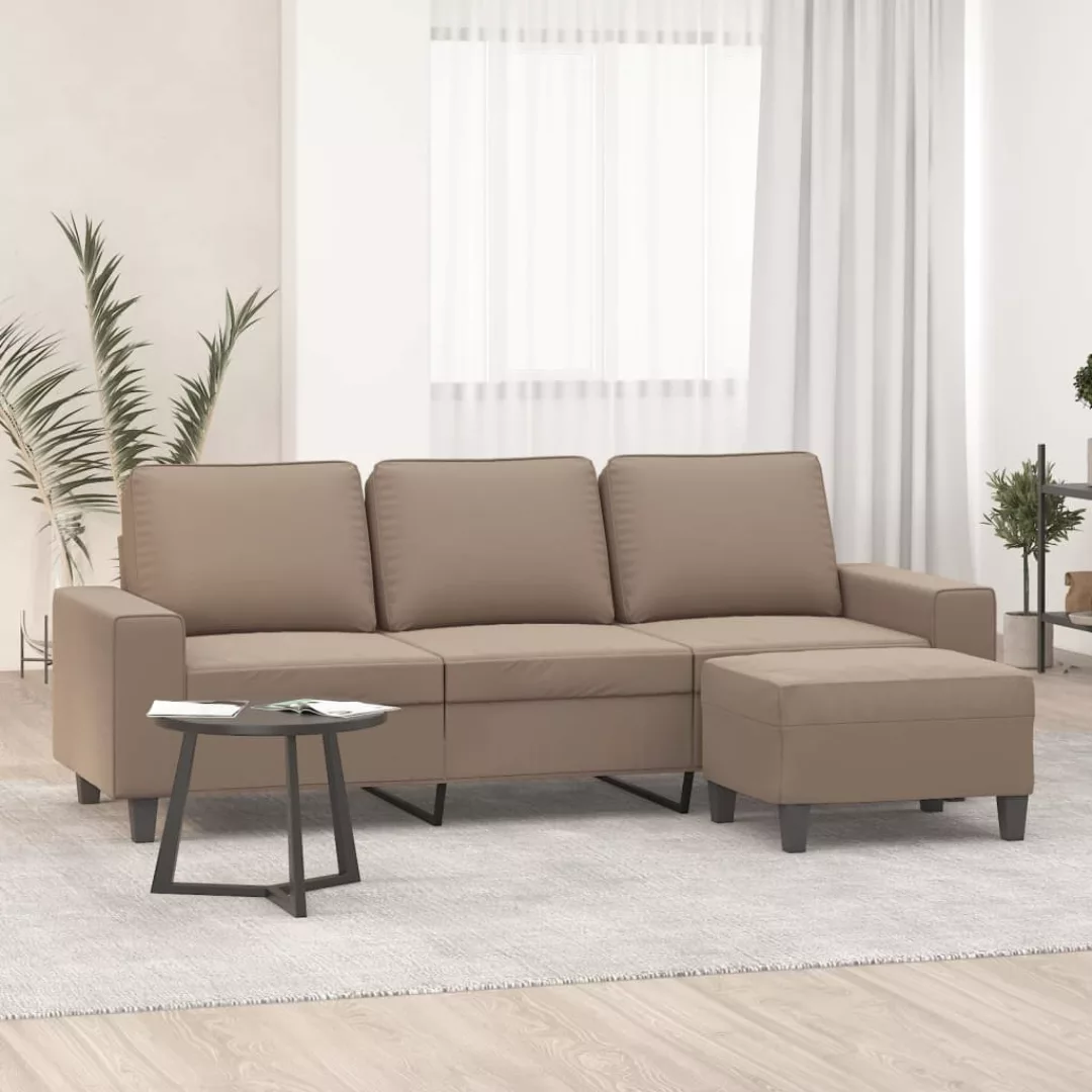 Vidaxl 3-sitzer-sofa Mit Hocker Taupe 180 Cm Mikrofasergewebe günstig online kaufen