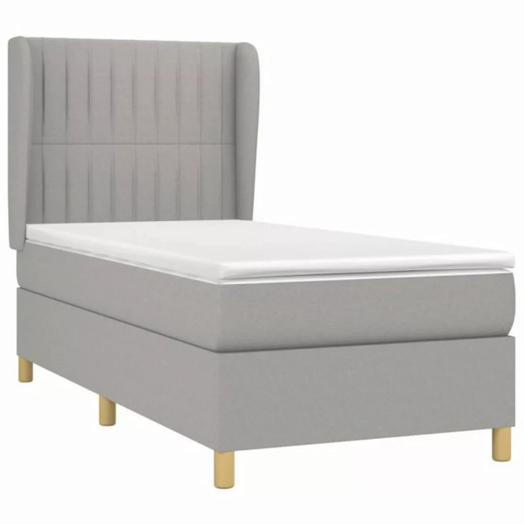 vidaXL Boxspringbett Boxspringbett mit Matratze Hellgrau 90x190 cm Stoff Be günstig online kaufen