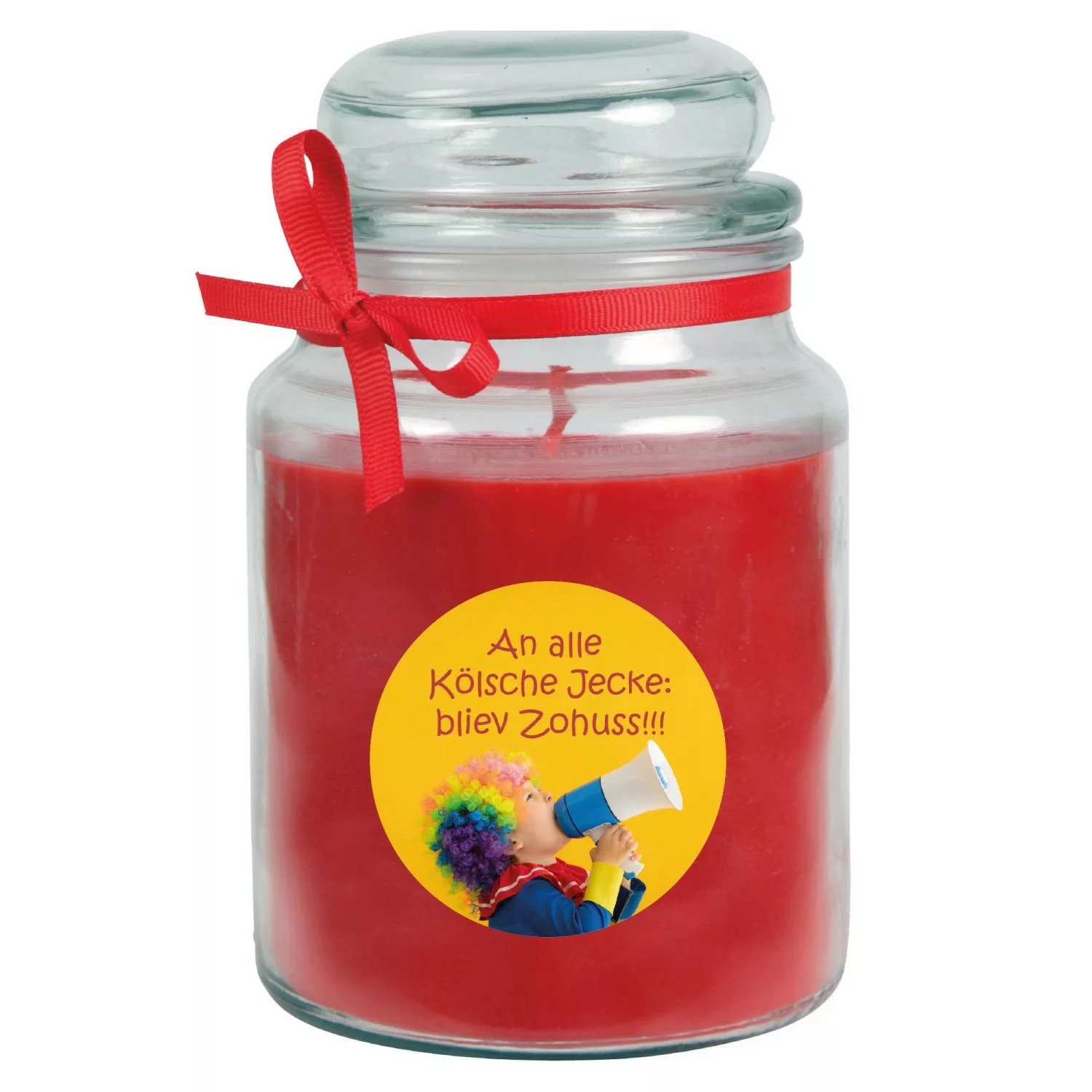 HS Candle Duftkerze & Glas Karneval Rot Bonbon 110h günstig online kaufen