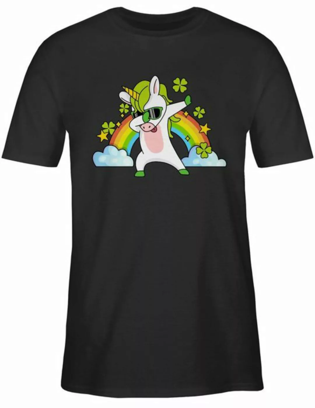 Shirtracer T-Shirt Dabbendes Einhorn Kleeblatt Regenbogen St. Patricks Day günstig online kaufen