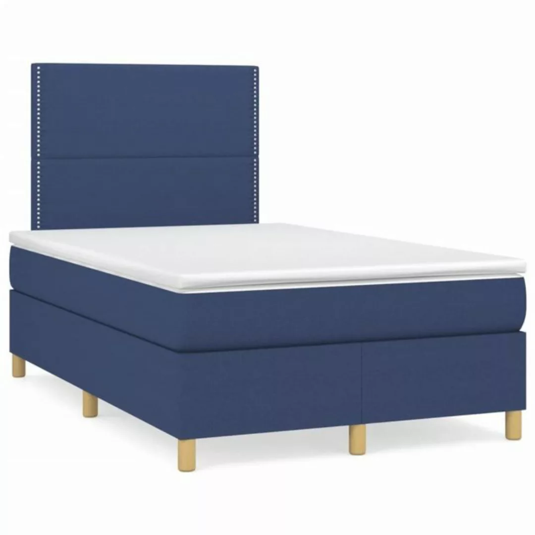 vidaXL Bettgestell Boxspringbett mit Matratze Blau 120x200 cm Stoff Bett Be günstig online kaufen