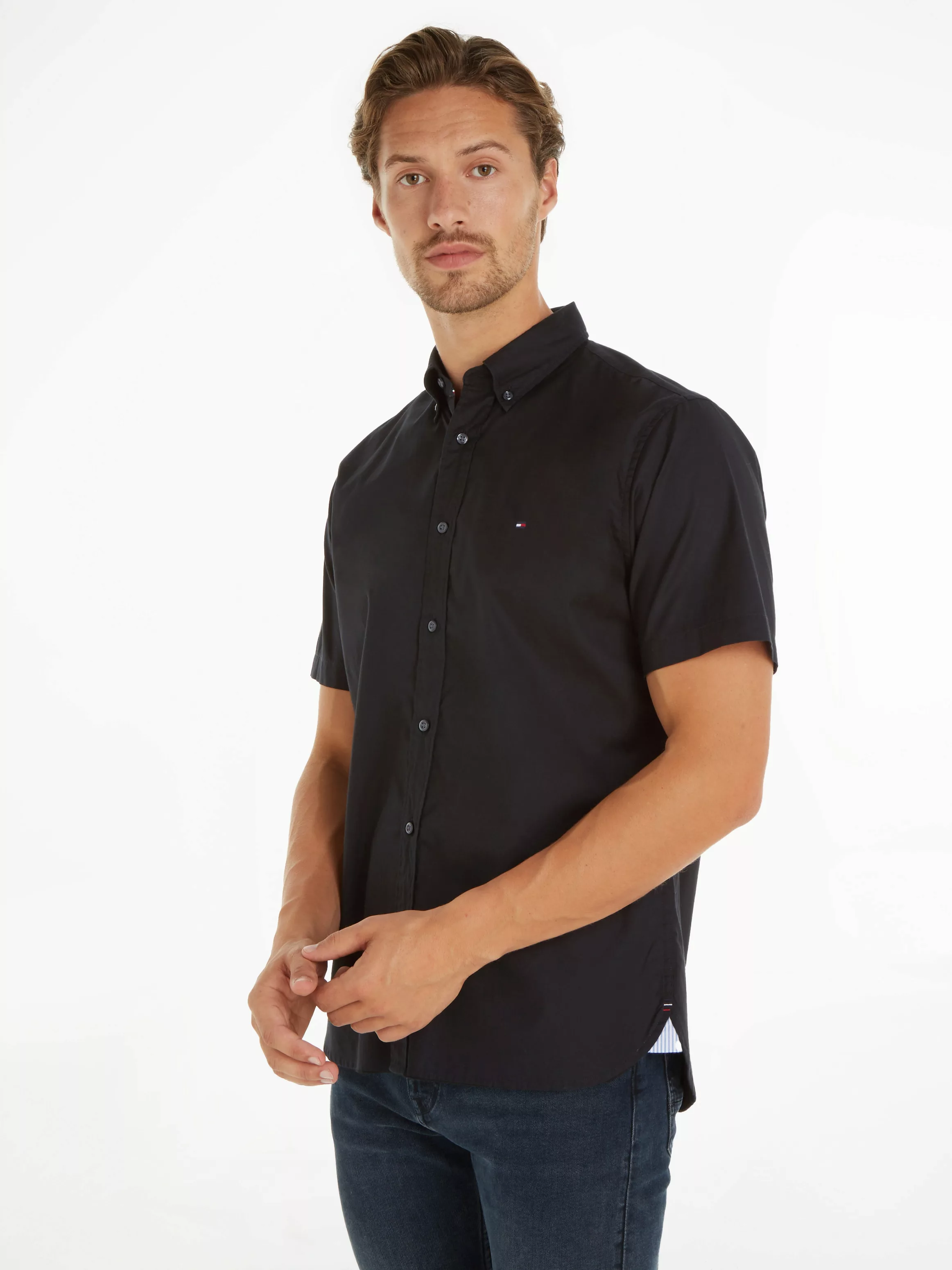 Tommy Hilfiger Kurzarmhemd "FLEX POPLIN RF SHIRT S/S", mit Hemdblusenkragen günstig online kaufen