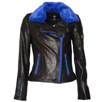 Damen Lederjacke ALLA-black-blue günstig online kaufen