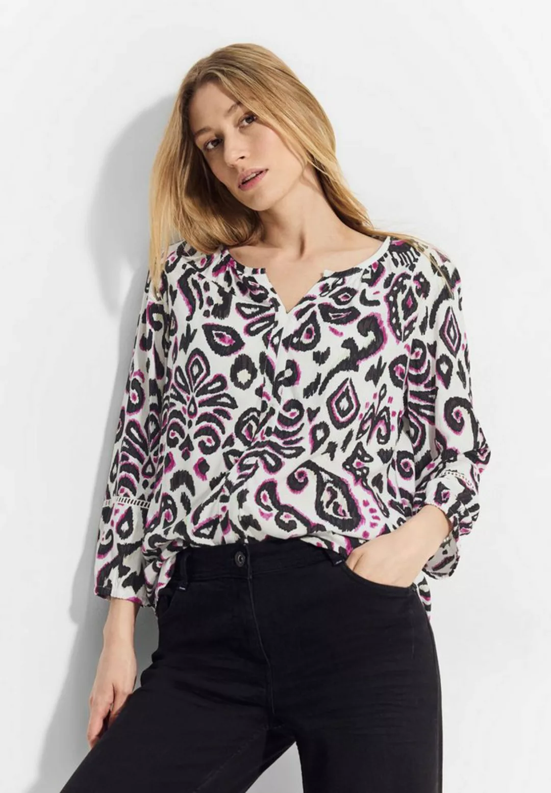 Cecil Klassische Bluse mit All-Over Print günstig online kaufen