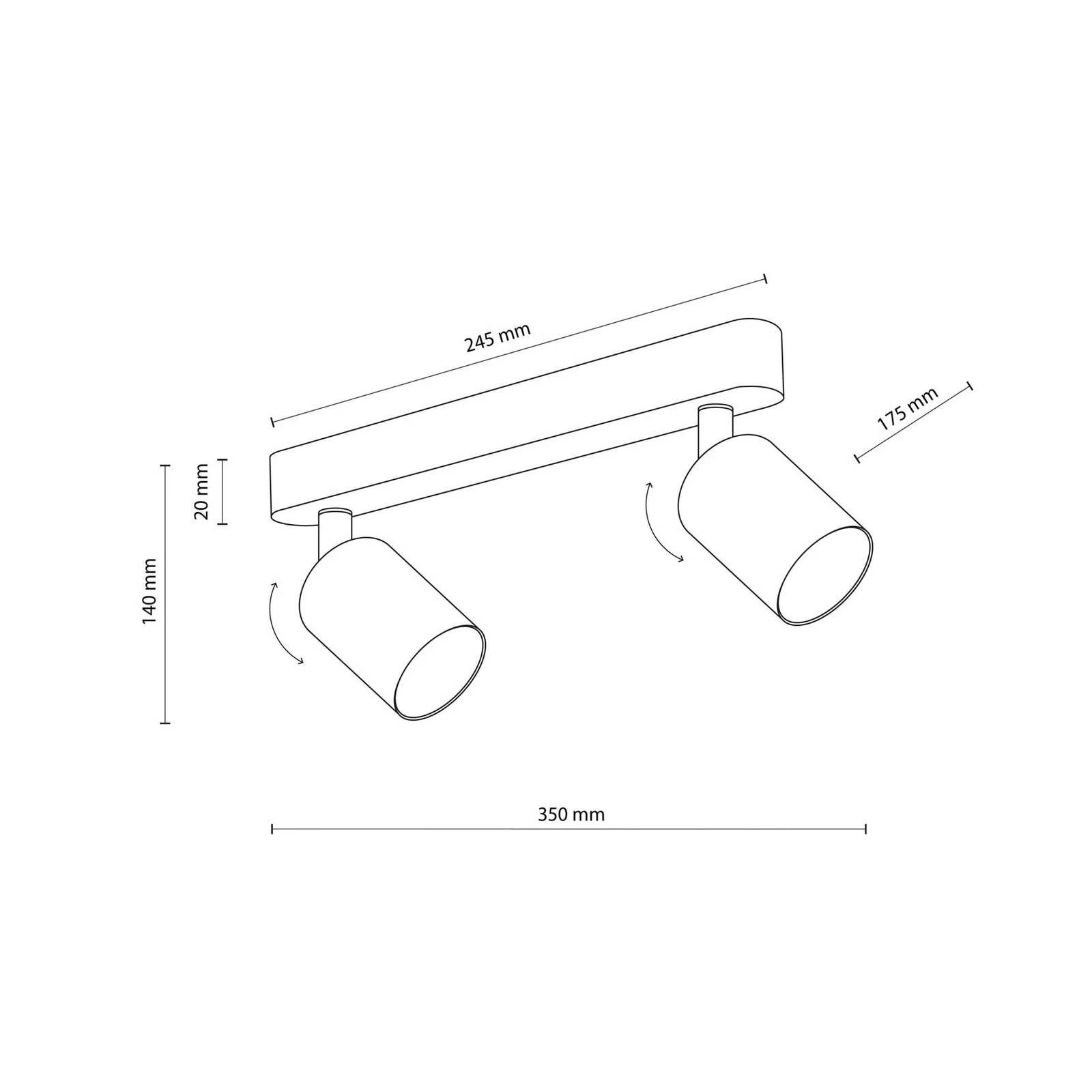 Deckenstrahler Livia, rosafarben, Länge 35 cm, Stahl, 2-flg. günstig online kaufen