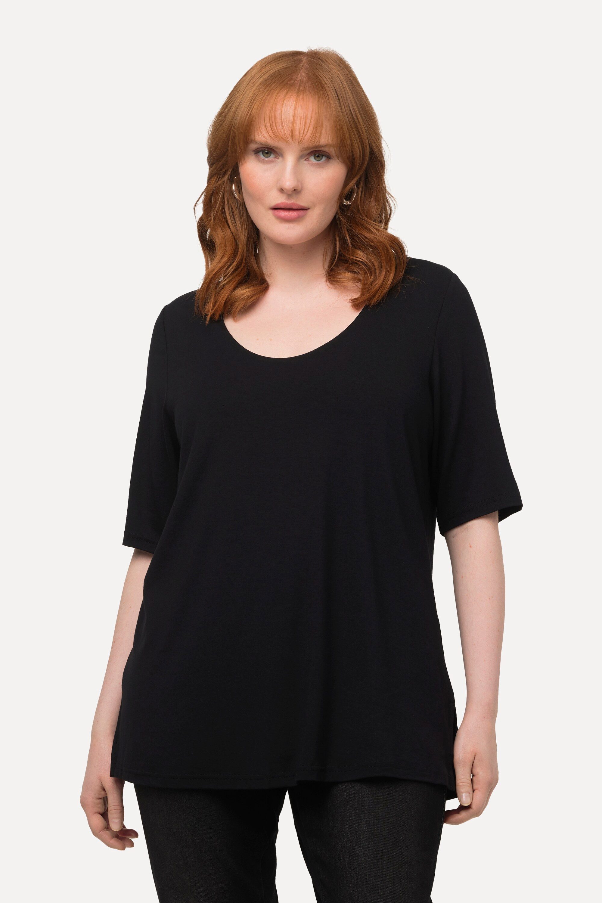 Ulla Popken T-Shirt T-Shirt vorne doppellagig günstig online kaufen