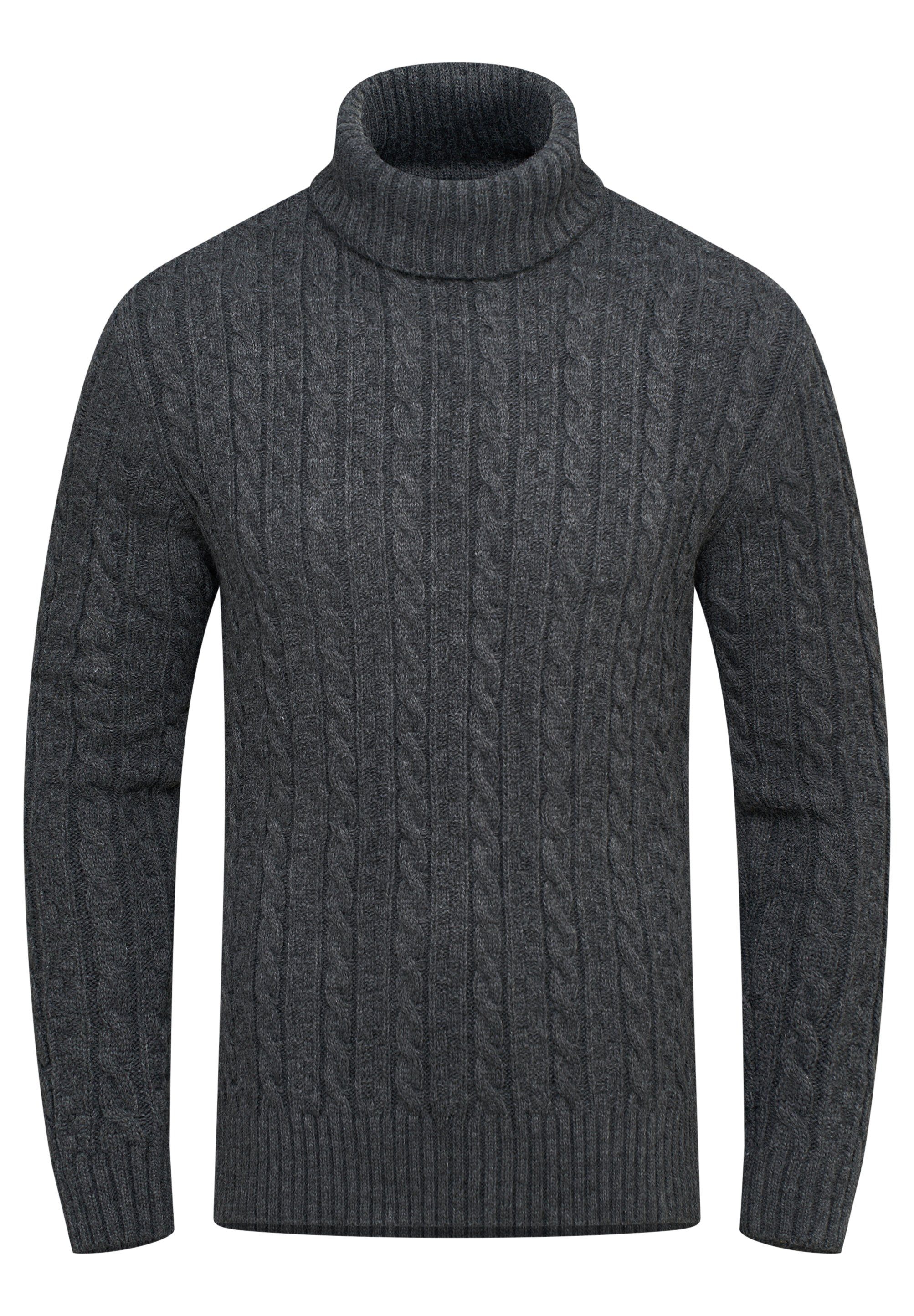 behype Rollkragenpullover BSLANA Grobstrick Zopf-Muster Winterpullover günstig online kaufen