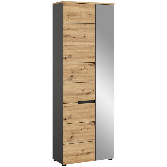 xonox.home Garderobenschrank in Basalt Grau / Artisan - 65x190x37cm (BxHxT) günstig online kaufen