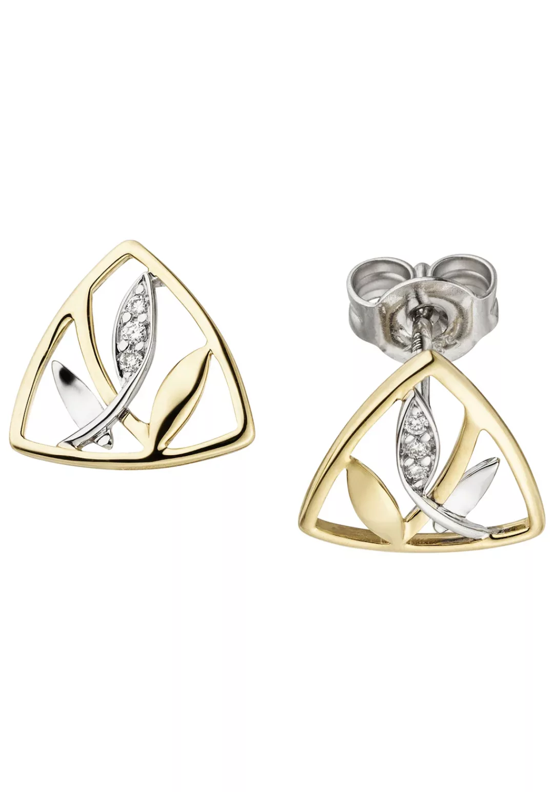 JOBO Paar Ohrstecker, 585 Gold bicolor mit 6 Diamanten günstig online kaufen
