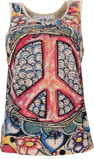 Guru-Shop T-Shirt Mirror Tank Top, Yoga-Top - Peace/beige Festival, Goa Sty günstig online kaufen