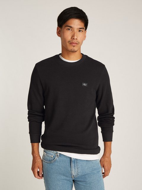 Calvin Klein Jeans Langarmshirt "WOVEN LABEL WAFFLE LS TEE", Logodruck günstig online kaufen