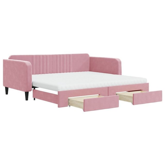 vidaXL Bett Tagesbett Ausziehbar mit Schubladen Rosa 100x200 cm Samt günstig online kaufen