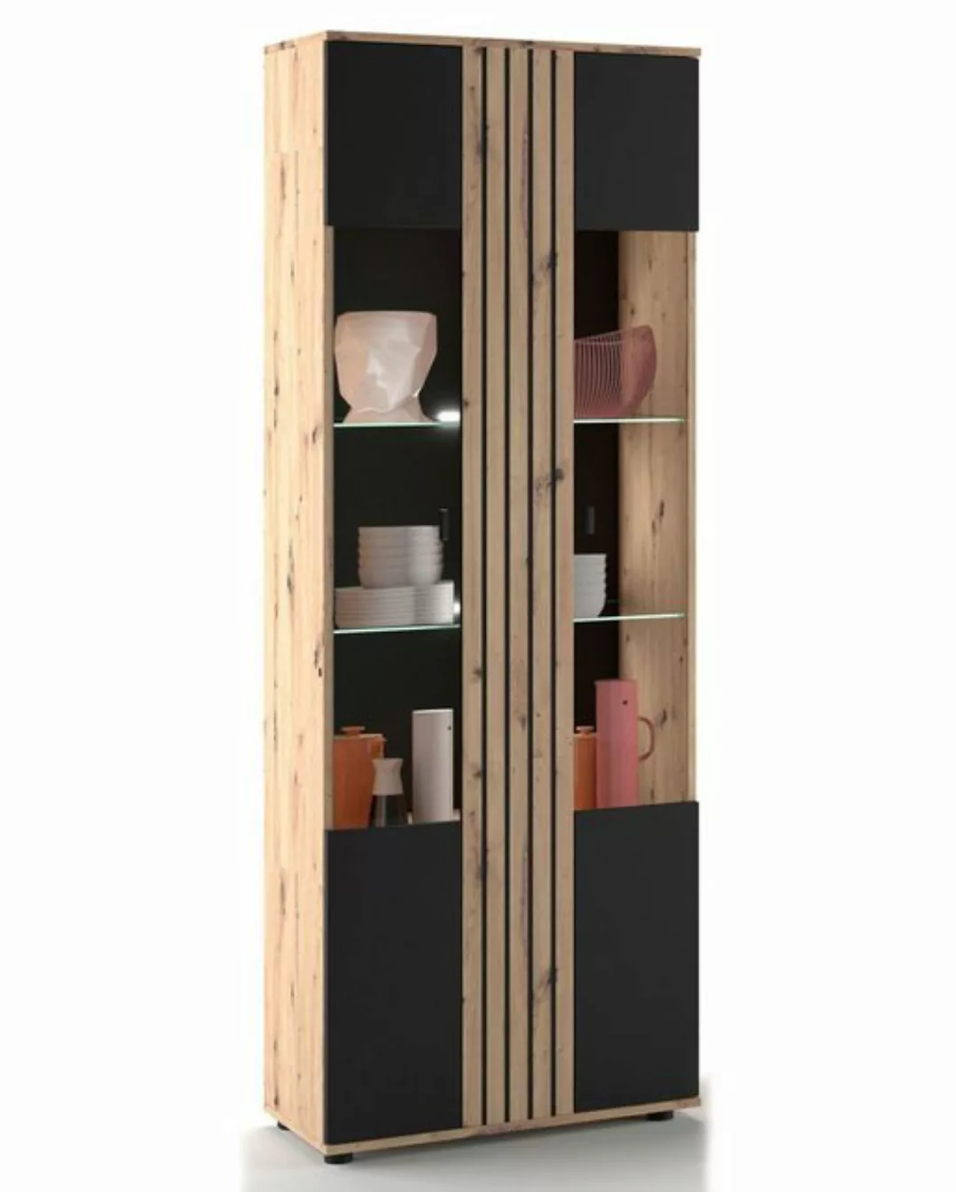 58 aufm Kessel Vitrine Vitrine Jacklin 72x38x203 Glasvitrine Artisan Eiche/ günstig online kaufen