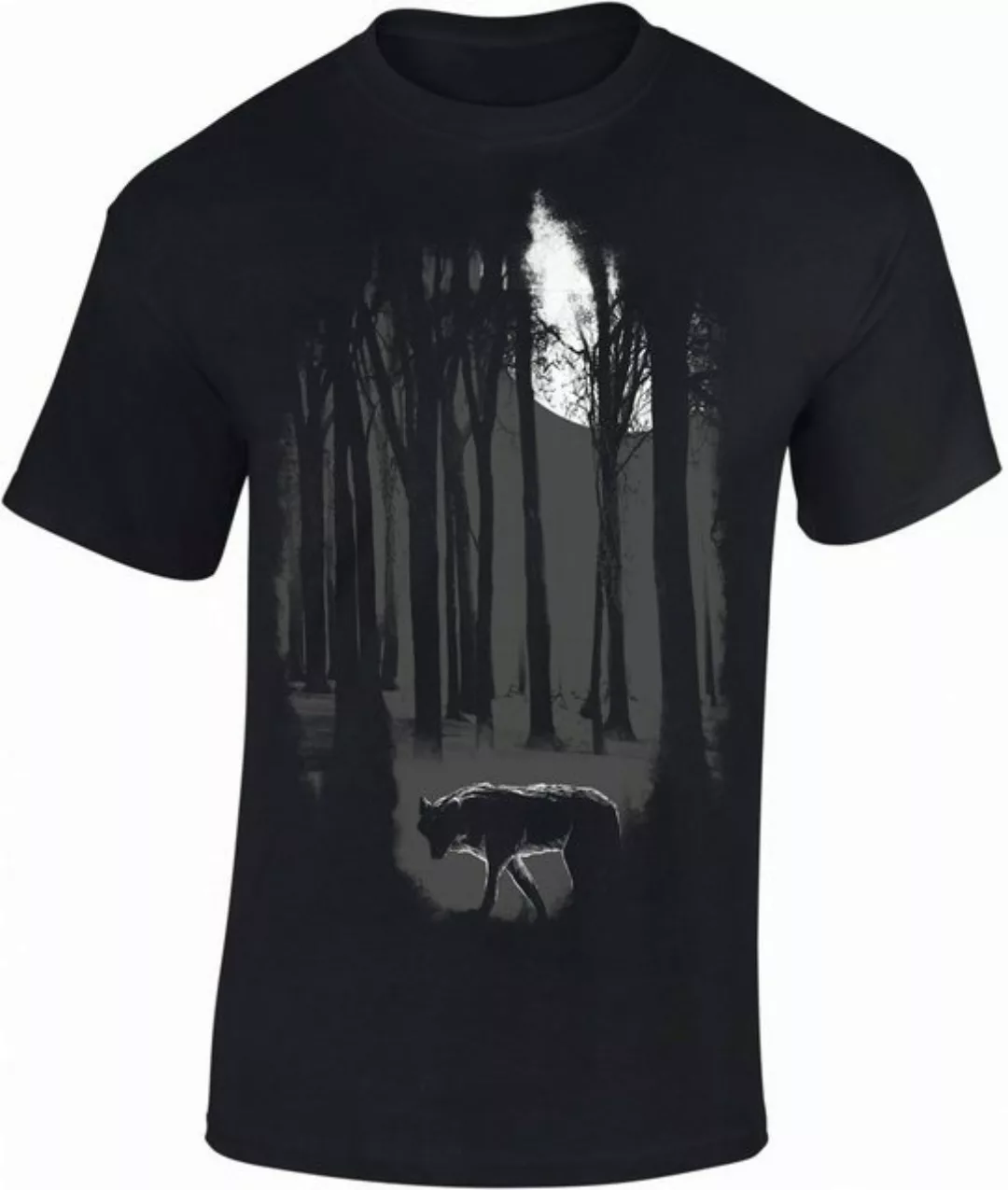 Baddery Print-Shirt Wikinger Tshirt: "Nachtwolf" - Viking Shirt Männer, hoc günstig online kaufen