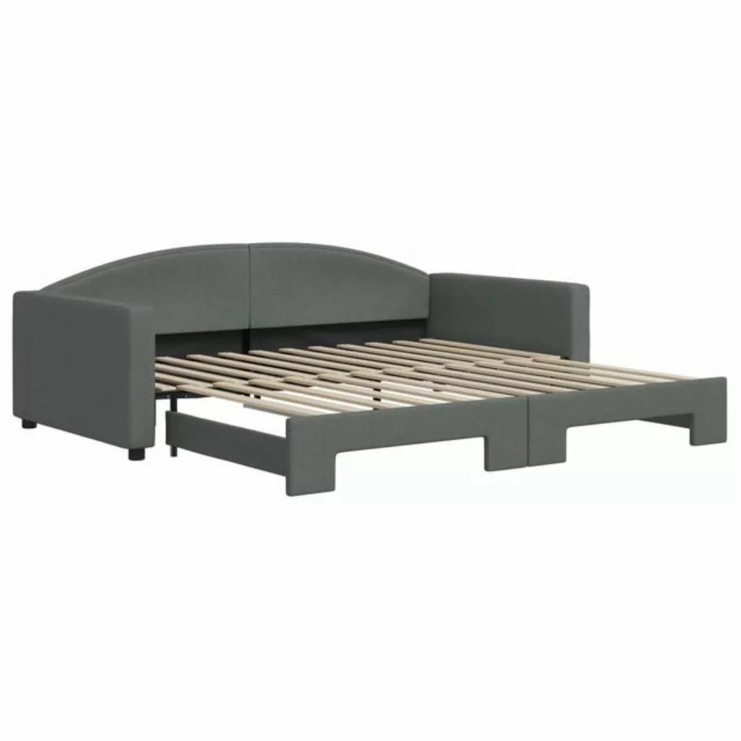 furnicato Bett Tagesbett Ausziehbar Dunkelgrau 100x200 cm Stoff (1-tlg) günstig online kaufen