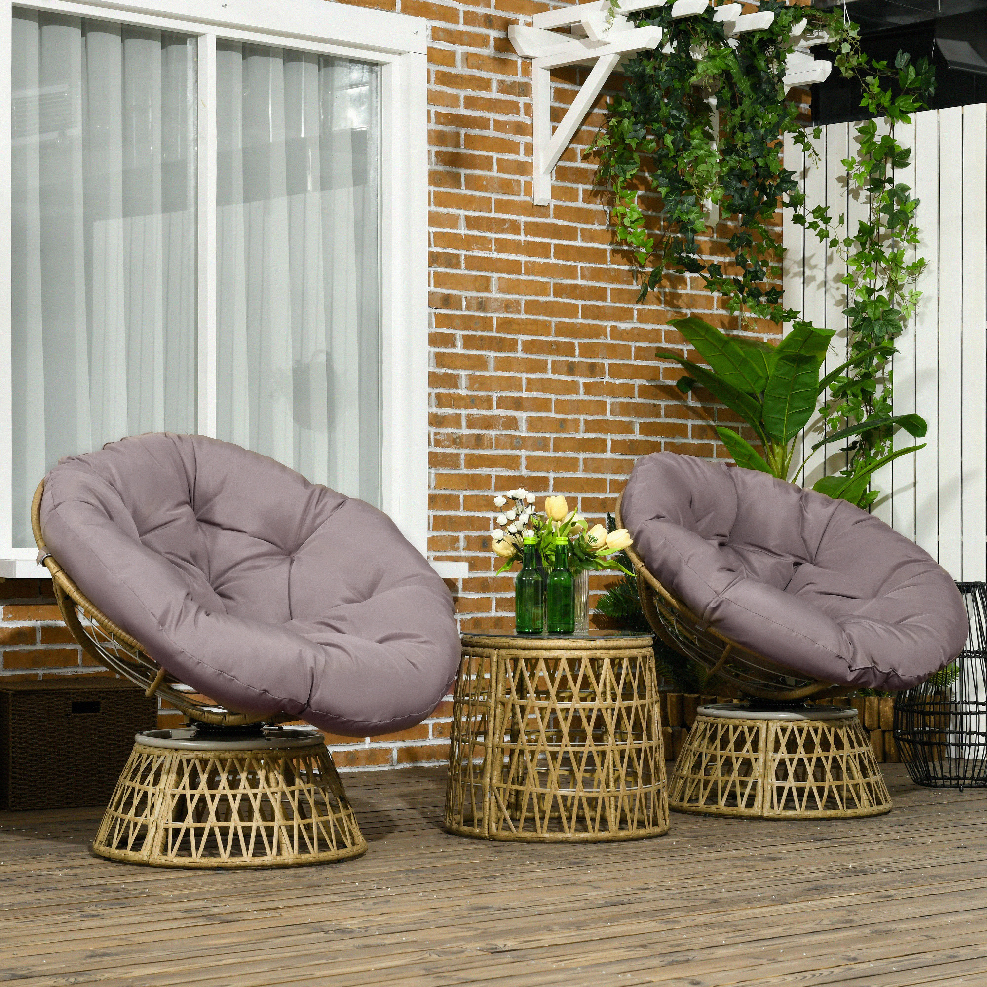 Outsunny Gartenmöbel-Set 3-tlg. Bistro-Set mit Couchtisch & 2 Stühlen, Gart günstig online kaufen