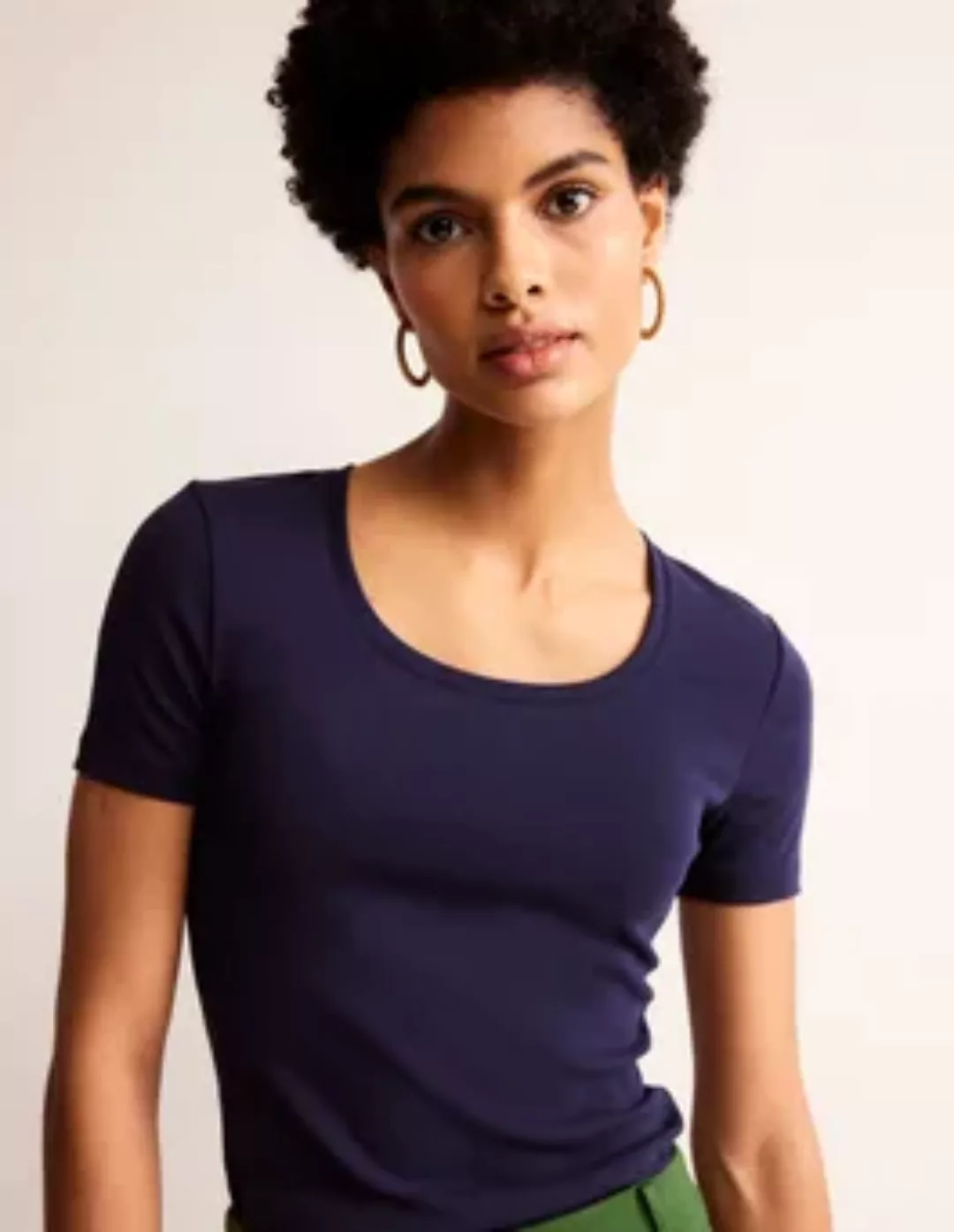 Basic-T-Shirt aus Jersey Damen Boden, Marineblau günstig online kaufen