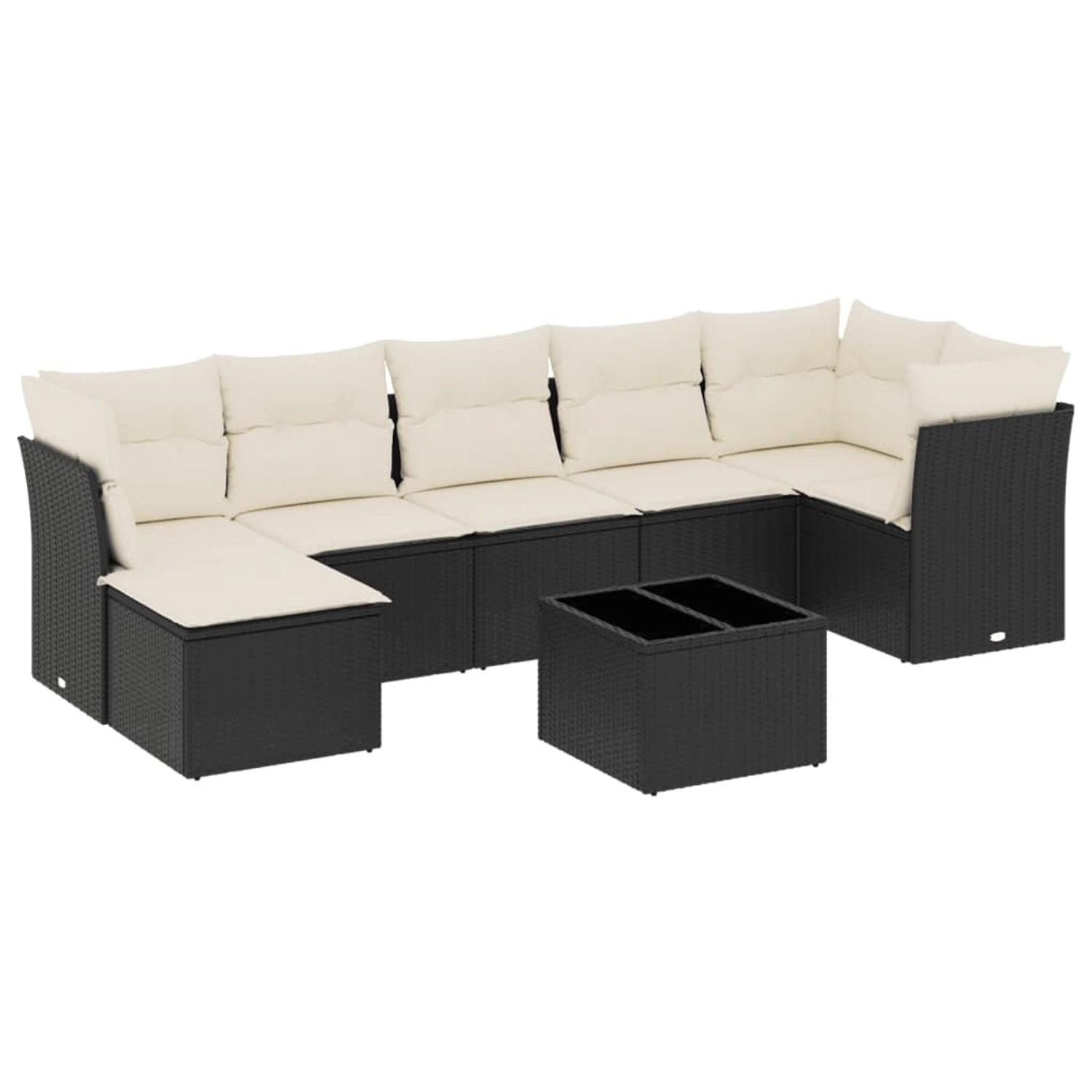 vidaXL 8-Tlg Garten-Sofagarnitur mit Kissen Schwarz Poly Rattan 3249815 günstig online kaufen