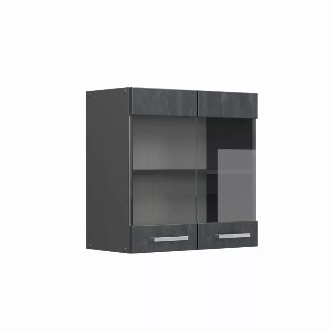 Vicco Glashängeschrank R-Line, Schwarz Beton/Anthrazit, 60 günstig online kaufen