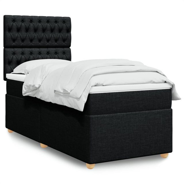 vidaXL Boxspringbett, Boxspringbett mit Matratze Schwarz 90x190 cm Stoff günstig online kaufen