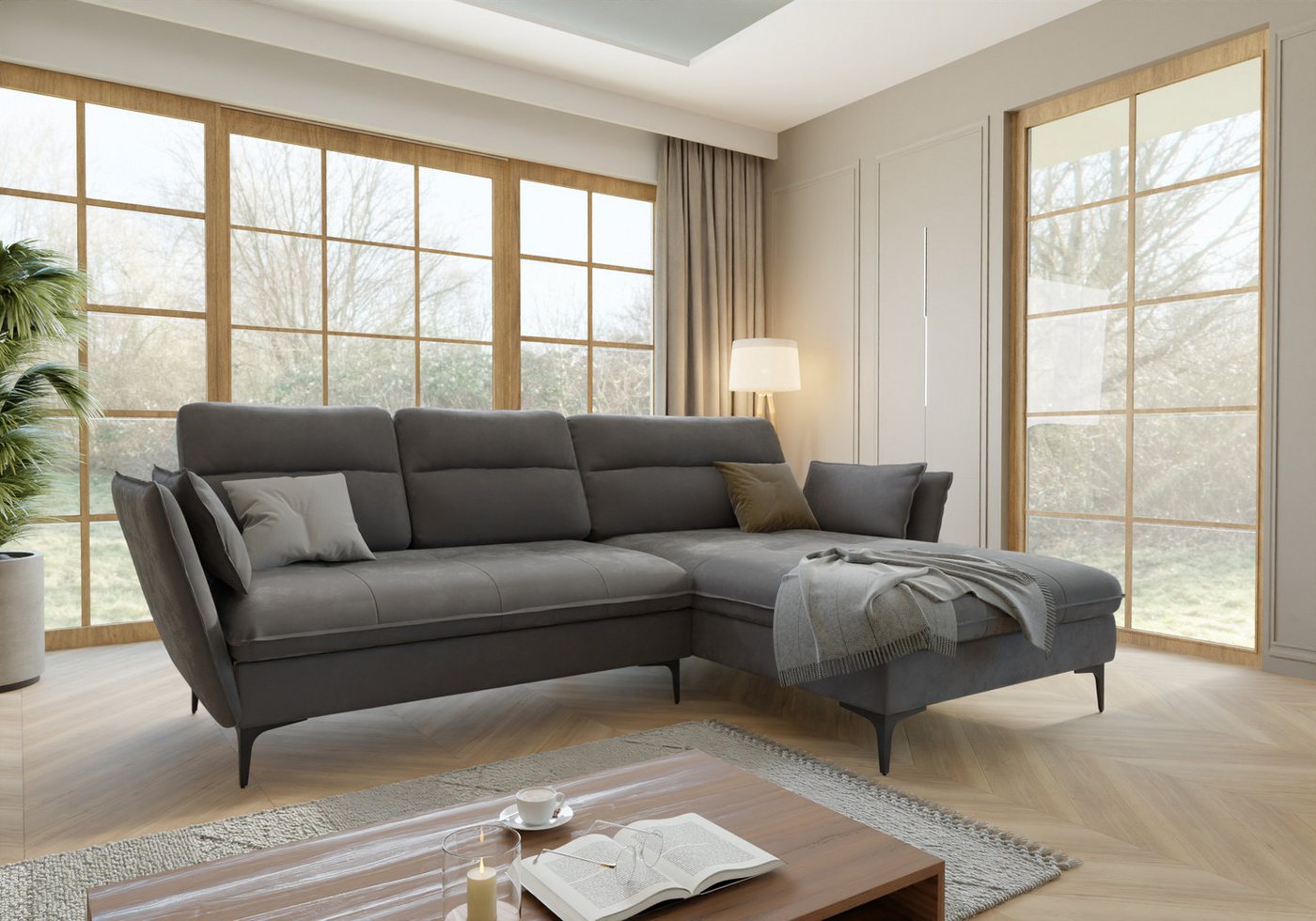 S-Style Möbel Ecksofa Rolf mit Schlaffunktion und Bettkasten mit hohen schw günstig online kaufen