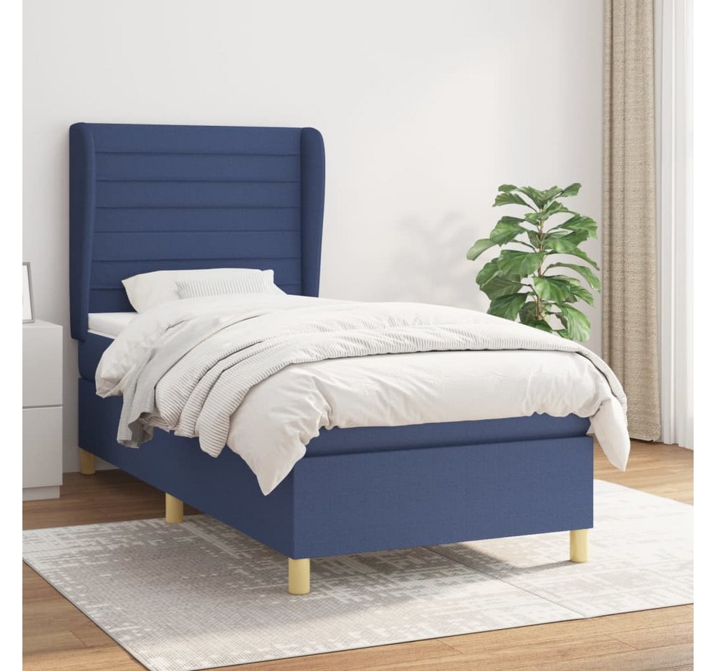 vidaXL Boxspringbett Boxspringbett mit Matratze Blau 100x200 cm Stoff Bett günstig online kaufen