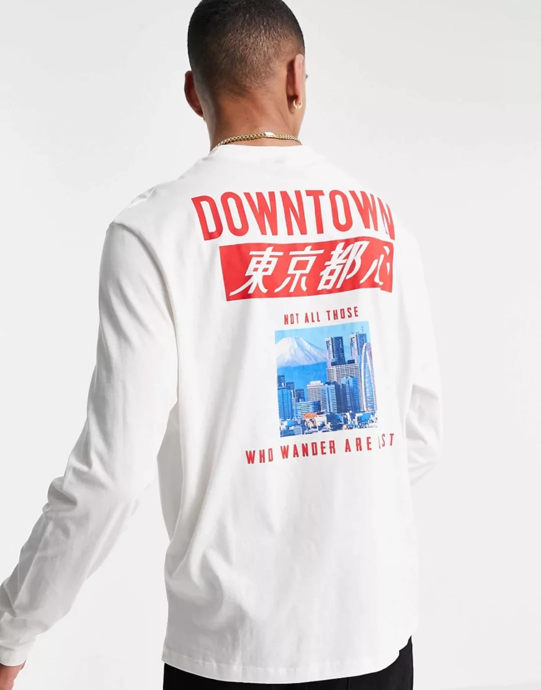 ASOS DESIGN – Lockeres, langärmliges Shirt aus Bio-Baumwolle in gebrochenem günstig online kaufen