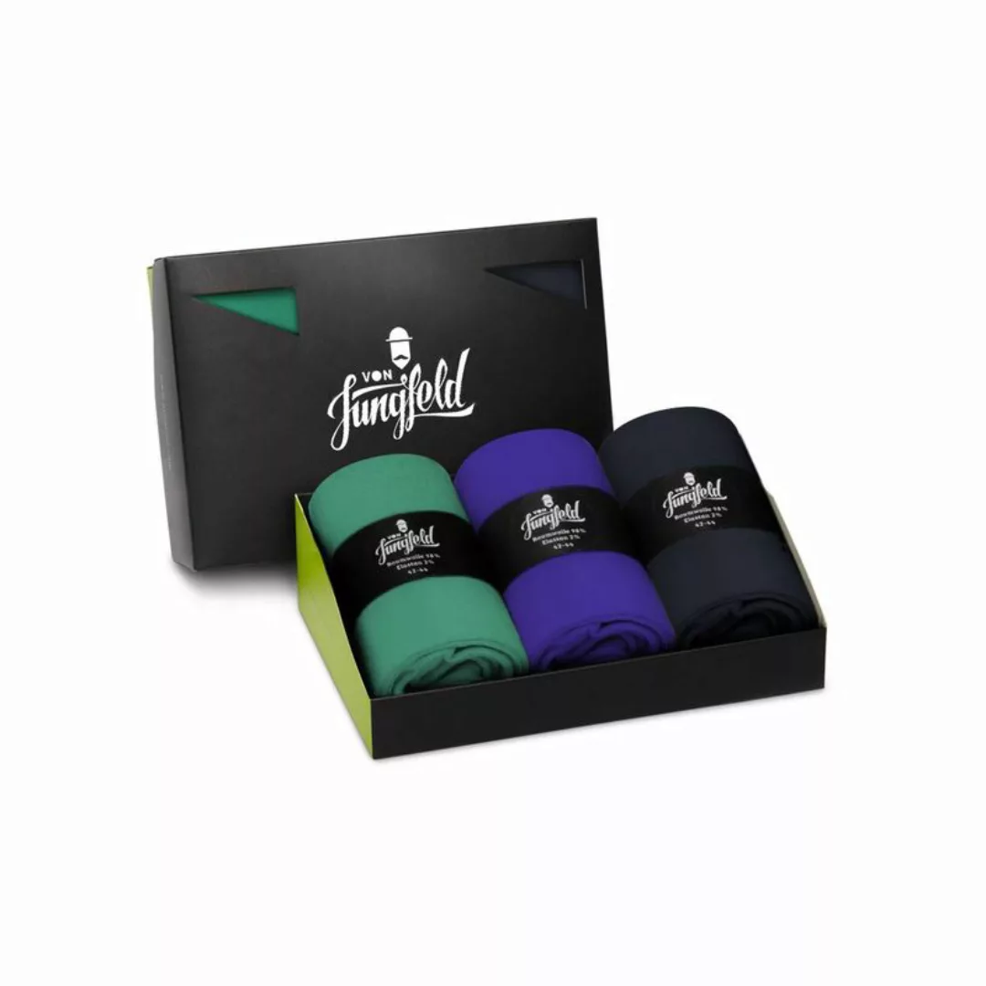 Von Jungfeld 3er Pack Herren Socken, Geschenkbox, gemischte Farben Mint/Bla günstig online kaufen