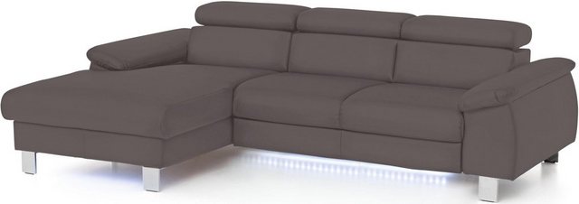 COTTA Ecksofa Komaris, Ecksofa, wahlweise mit RGB-LED-Beleuchtung und Bettf günstig online kaufen