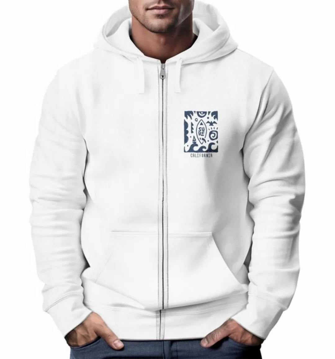 Neverless Sweatjacke Zip Hoodie Herren Sweatjacke mit Kapuze Print Aufdruck günstig online kaufen