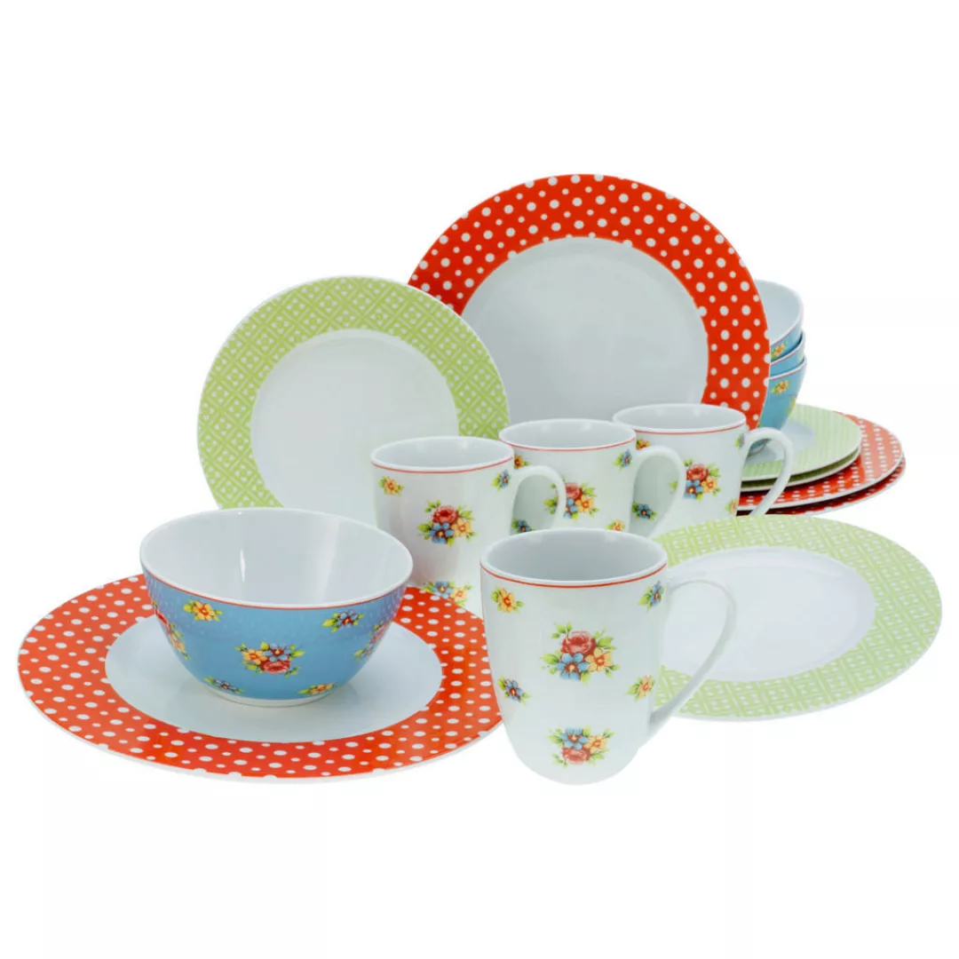 CreaTable Kombiservice EMILY multicolor Porzellan 16 tlg. günstig online kaufen