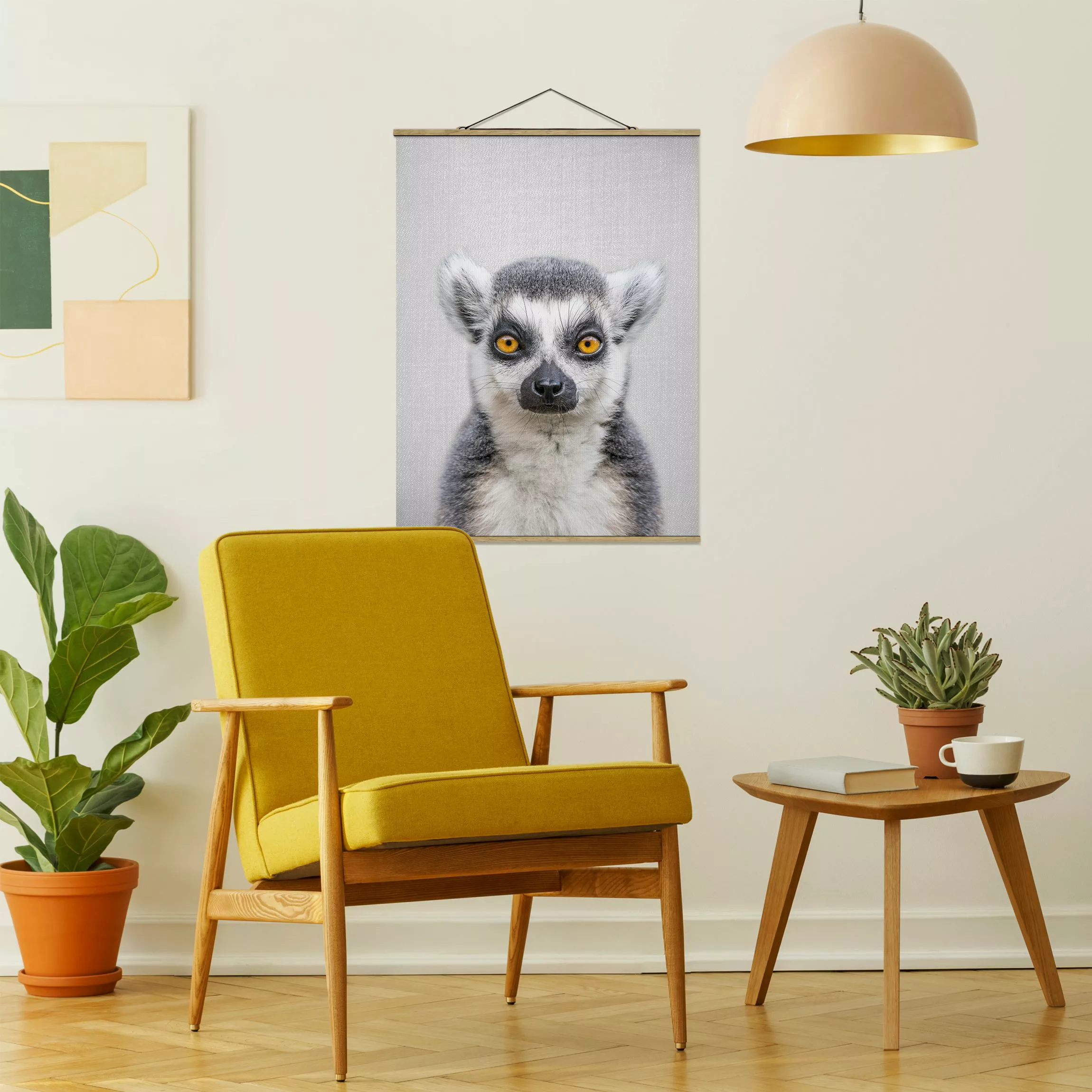 Stoffbild mit Posterleisten Lemur Ludwig günstig online kaufen