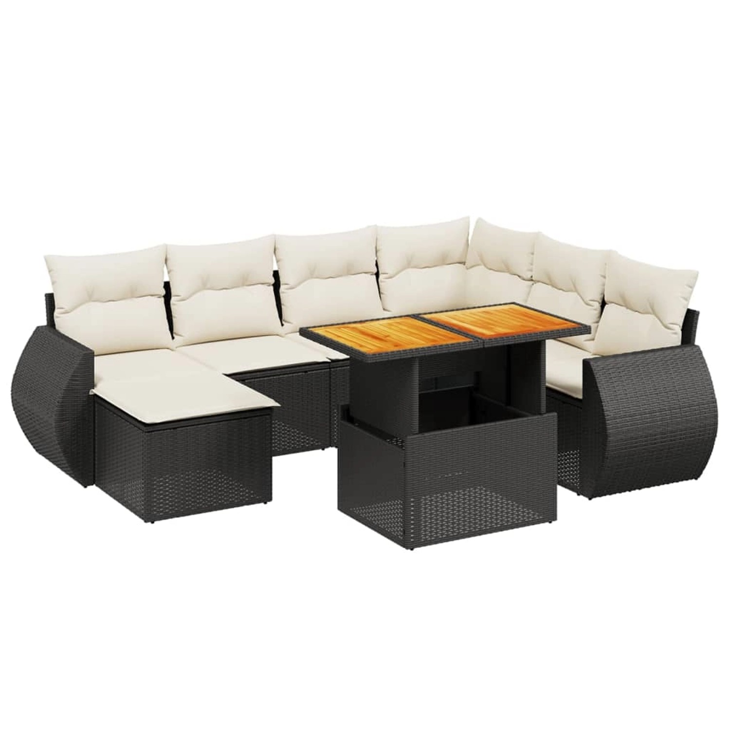 vidaXL 8-Tlg Garten-Sofagarnitur mit Kissen Schwarz Poly Rattan 3272309 günstig online kaufen