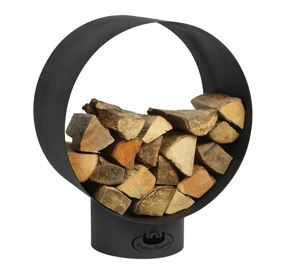 Kaminholzregal Rund Brennholzlager Metall Holzlager Schwarz Ø 58cm günstig online kaufen