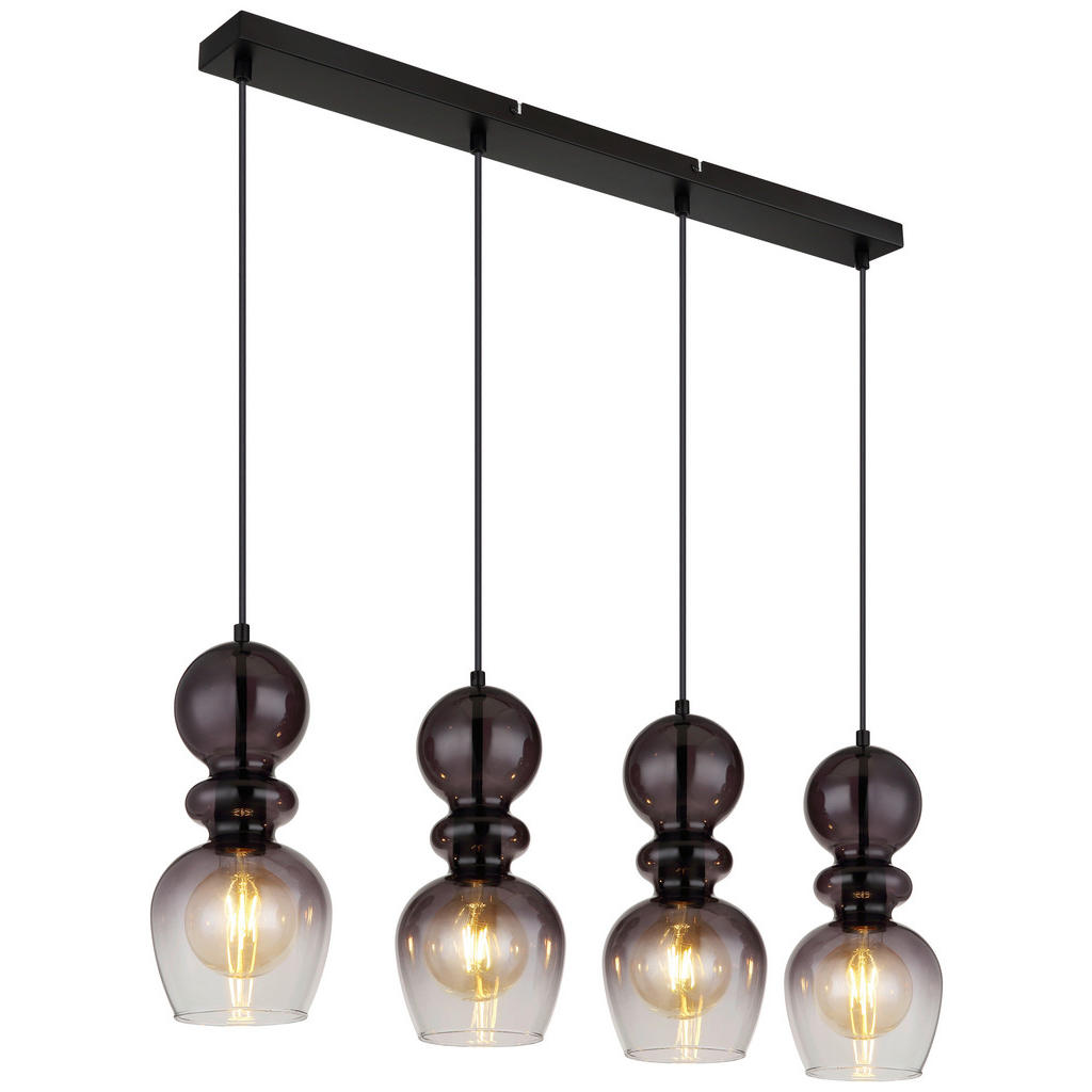 GLOBO Pendelleuchte CLARITY 15174-4H schwarz Rauch Metall B/H/L: ca. 15x150 günstig online kaufen