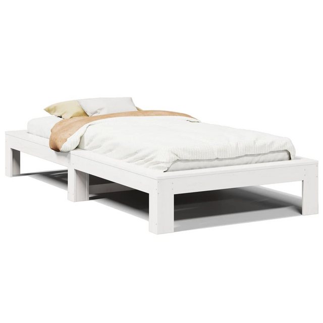 vidaXL Bett, Massivholzbett ohne Matratze Weiß 75x190 cm Kiefernholz günstig online kaufen