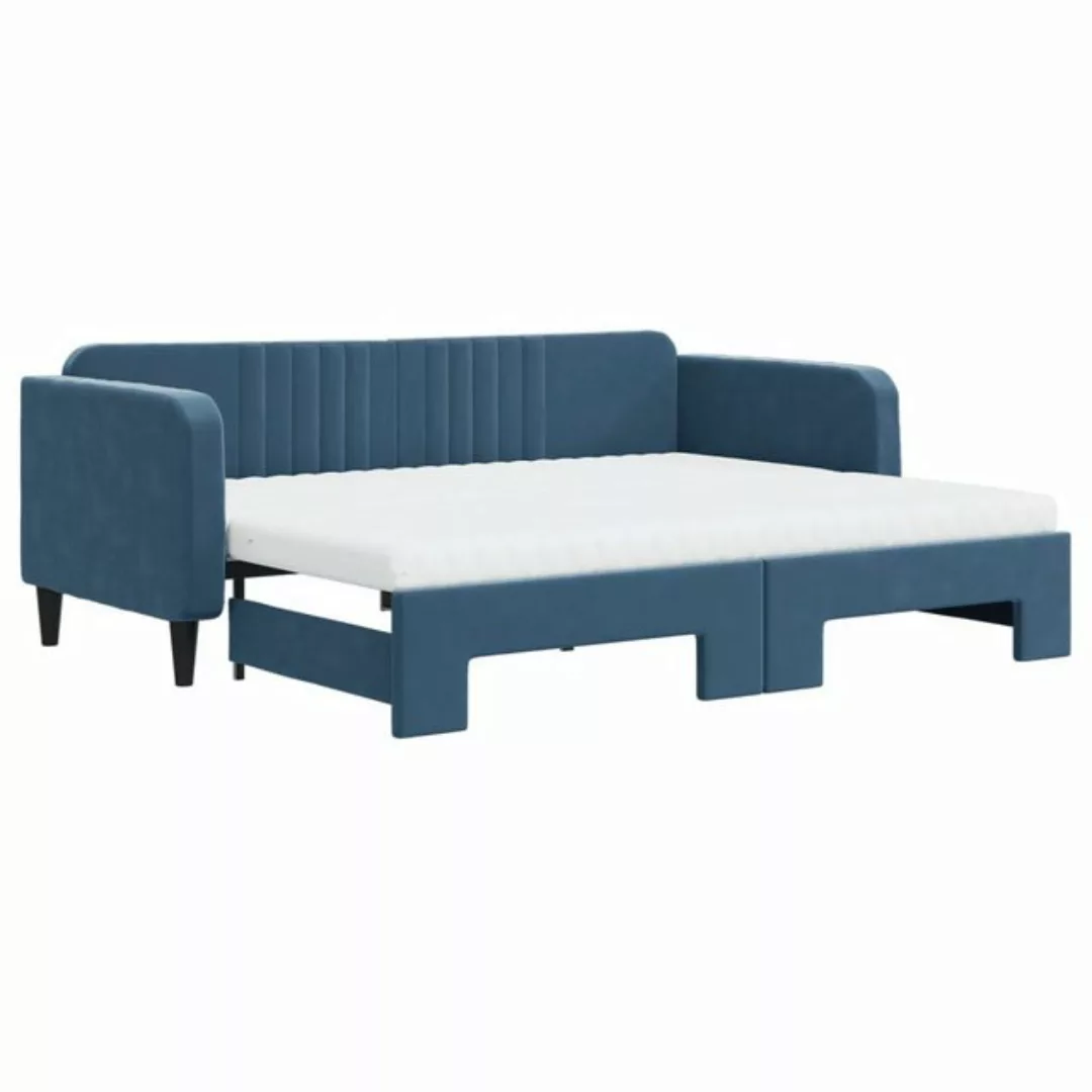 vidaXL Gästebett Gästebett Tagesbett Ausziehbar mit Matratzen Blau 90x200 c günstig online kaufen