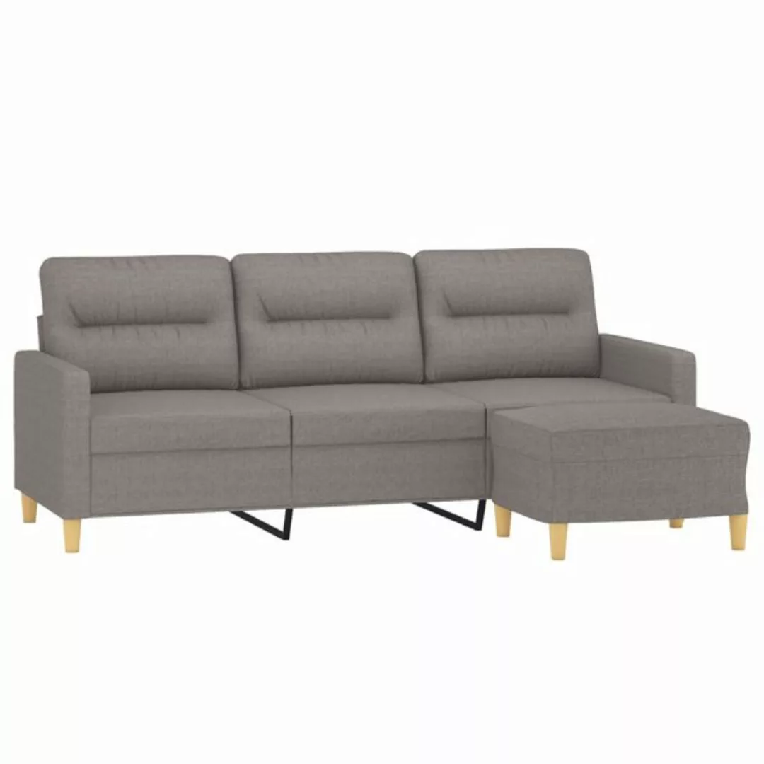 vidaXL Sofa 3-Sitzer-Sofa mit Hocker Taupe 180 cm Stoff günstig online kaufen