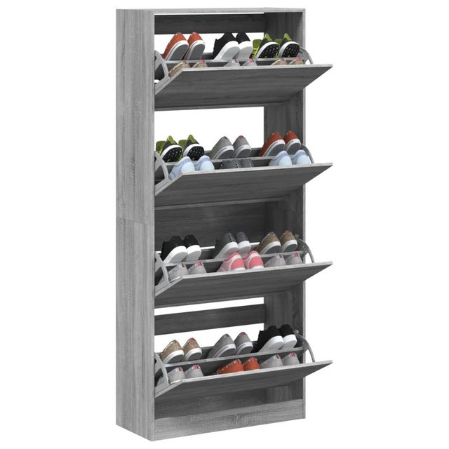 vidaXL Schuhschrank Schuhschrank mit 4 Klappen Grau Sonoma 80x34x187,5 cm günstig online kaufen