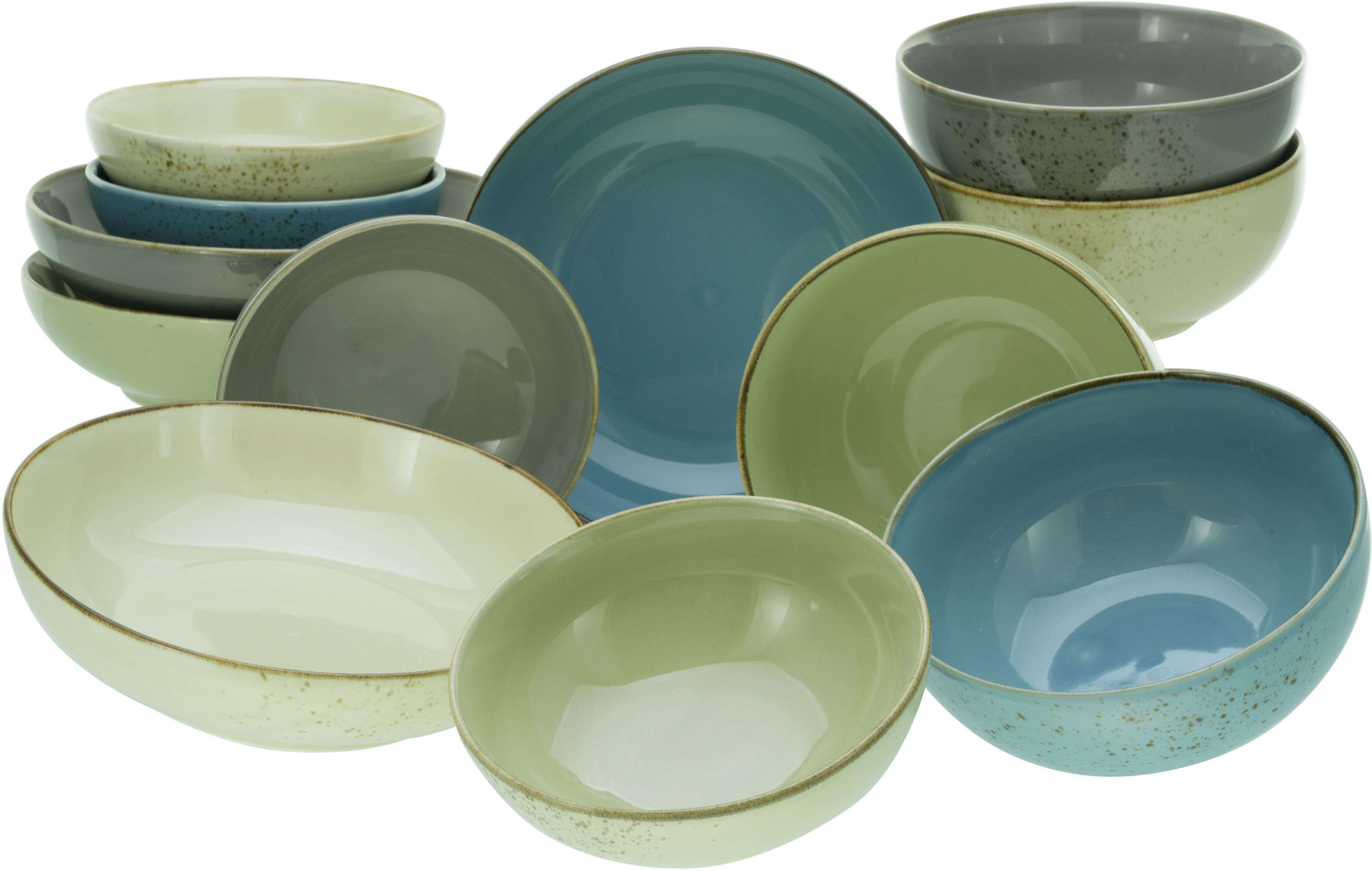 CreaTable Bowl-Set Nature Collection BUNT multicolor Steinzeug 12 tlg. günstig online kaufen