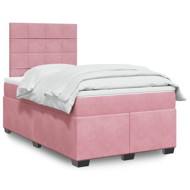 vidaXL Boxspringbett, Boxspringbett mit Matratze Rosa 120x200 cm Samt günstig online kaufen