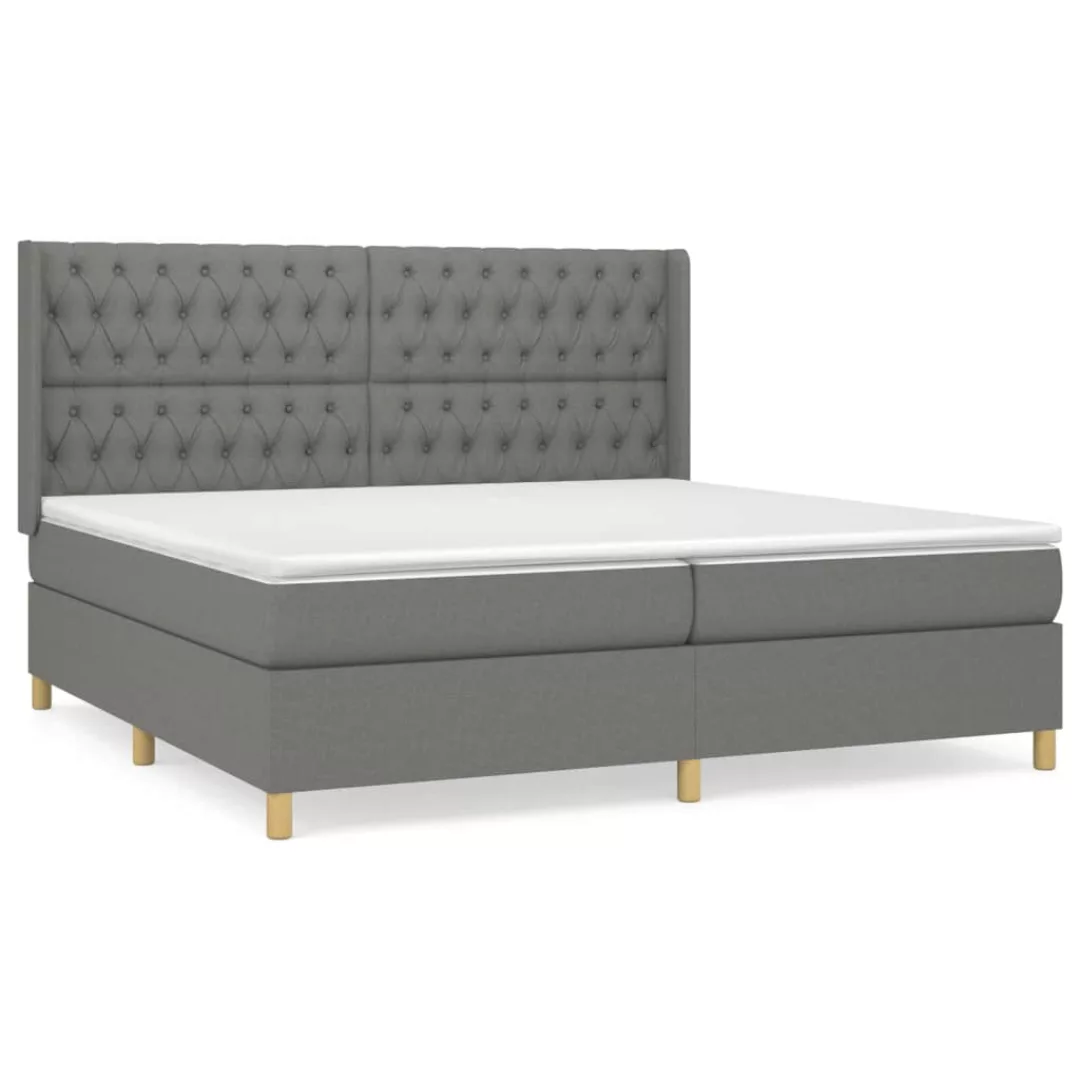 Vidaxl Boxspringbett Mit Matratze Dunkelgrau 200x200 Cm Stoff günstig online kaufen
