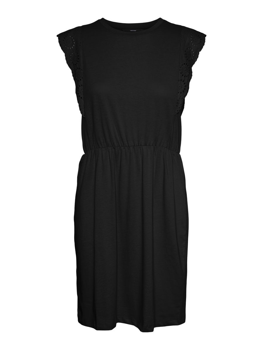 VERO MODA Spitzenverziertes Kurzkleid Damen Schwarz günstig online kaufen