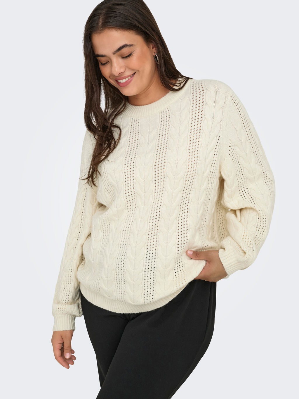 ONLY CARMAKOMA Strickpullover "CARRUBINA LS CABLE O-NECK KNT NOOS" günstig online kaufen