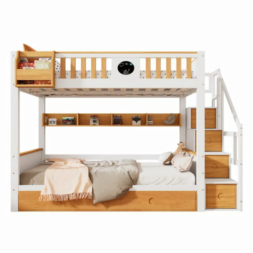 TavilaEcon Etagenbett Kinderbett Jugendbett mit Stauraumtreppe und 2 Schubl günstig online kaufen