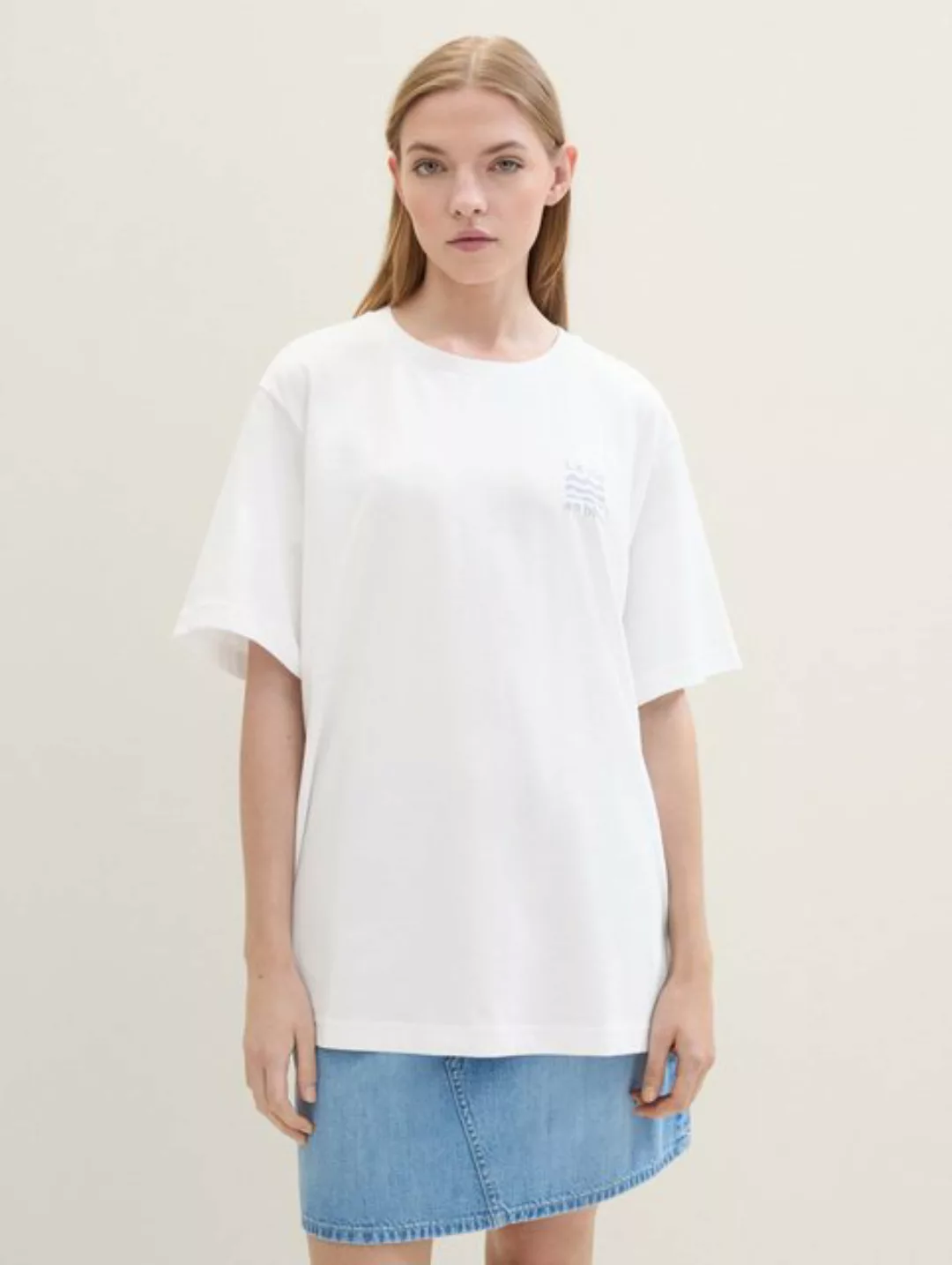 TOM TAILOR Denim Langarmshirt Boyfriend T-Shirt mit Print günstig online kaufen