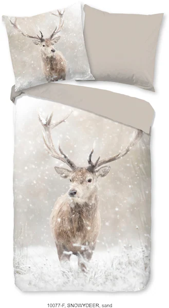 good morning Wendebettwäsche »Snowydeer«, Flanell, Biber, Baumwolle, Winter günstig online kaufen