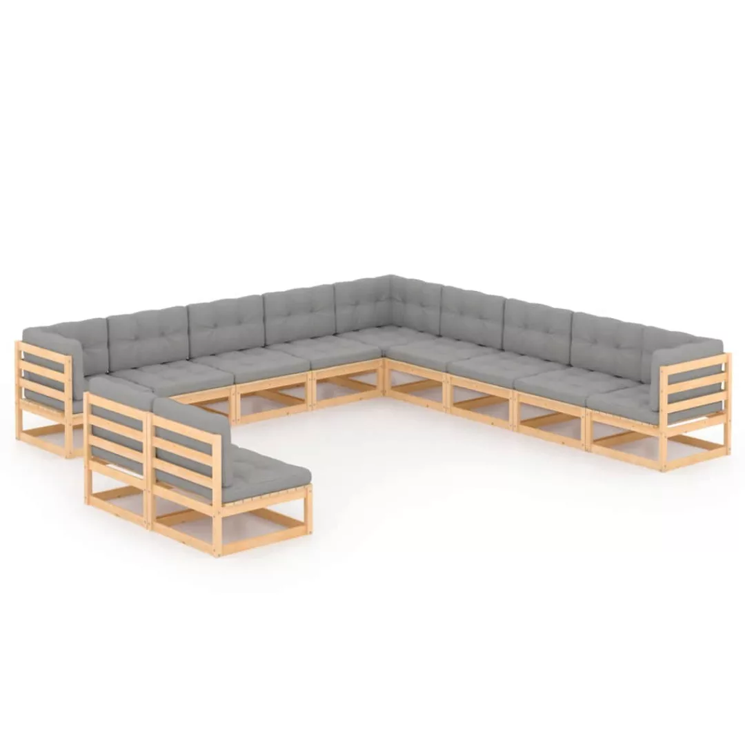 11-tlg. Garten-lounge-set Mit Kissen Kiefer Massivholz günstig online kaufen