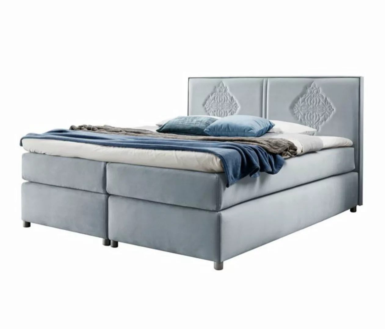 Furnix Boxspringbett FOLKET 120/140/160/180 x200 cm mit dekorativem Kopftei günstig online kaufen